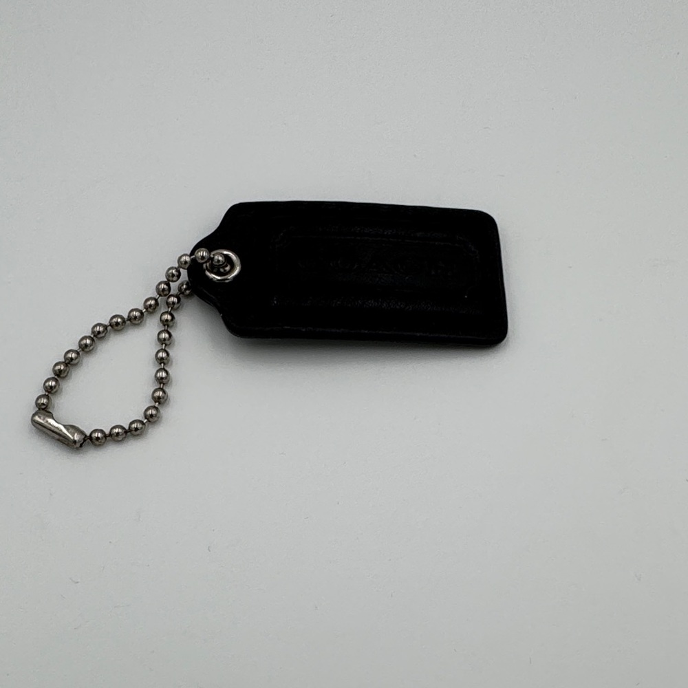 Coach Black Leather Hang Tag with Silver Tone Chain - Picture 2 of 2